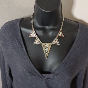 Multicolor Tribal Pattern Necklace Adjustable 17 To 20 Inches Long